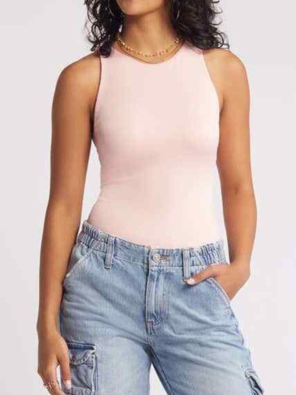 NWT B.P. NORDSTROM Womens Butter Soft Stretch Tank Bodysuit Size M Pink Sky